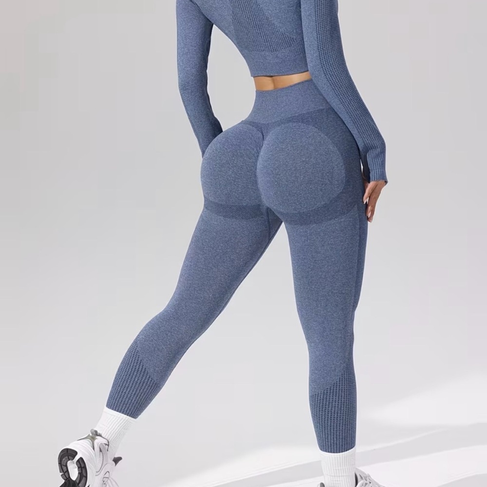 Seamless High-Waist Sculpting Leggings - Blue